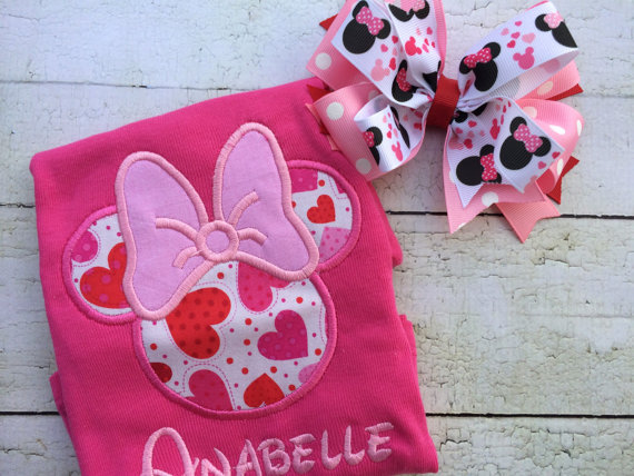 Minnie Inspired Valentine Shirt - Minnie Inspired Hearts - Valentine Personalized Shirt