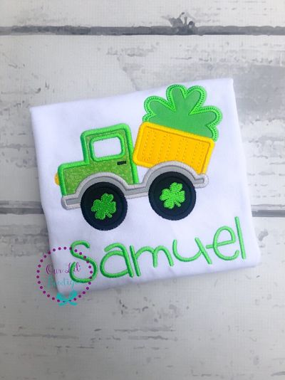 St Patricks Day Dump Truck Shirt - Boys Personalized Shamrock Shirt