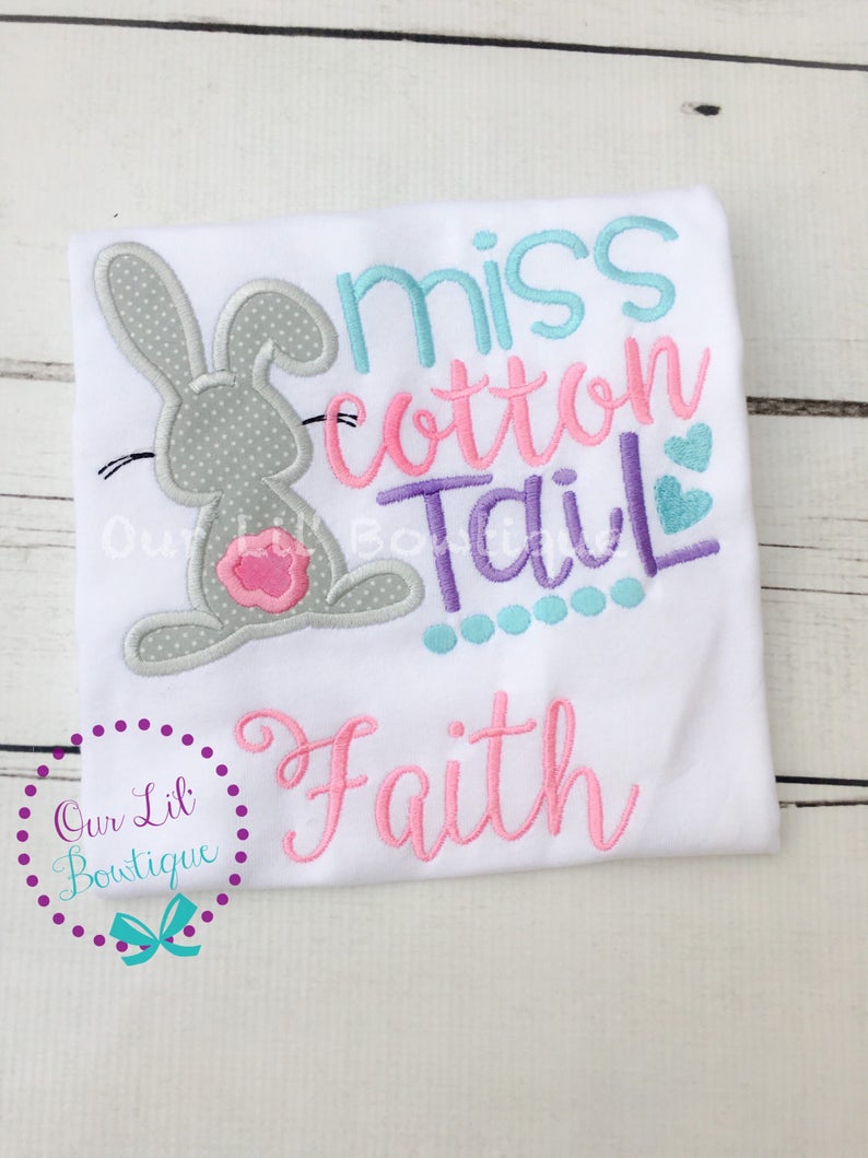 Little Miss Cotton Tail - Girls Personalized Easter Shirt