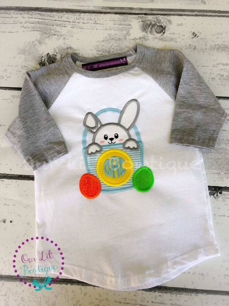 Easter Bunny Basket Shirt - Boys Personalized Easter Shirt