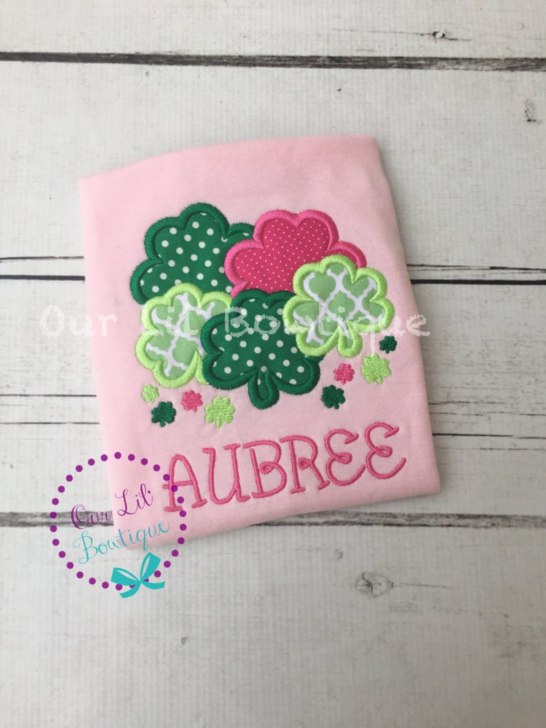 St Patricks Day Shamrock Shirt - Girls Personalized Shamrock Shirt