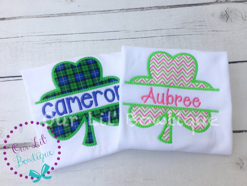 Kids St Patrick's Day Shirt - Split Shamrock - Sibling St. Patrick's Day Shirt