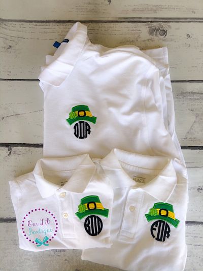 Monogrammed St Patricks Day Dinosaur Polo