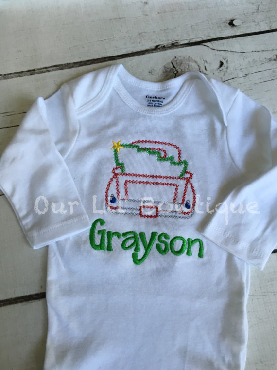 Old Christmas Truck - Boy's Christmas Truck- Christmas Tree - Boy- Girl - Toddler - Infant - Baby - Personalized Shirt