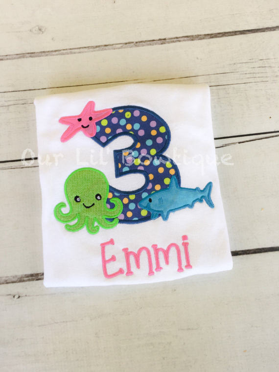 Under The Sea Personalized Birthday Shirt - Personalized Birthday - Personalized Under The Sea - Girls Under The Sea - Octopus - Shark
