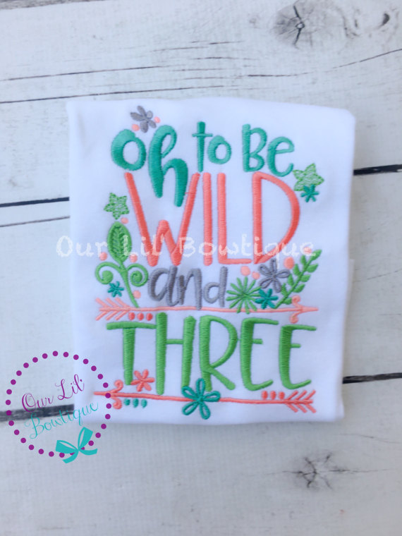 Oh To Be Wild and Three - Wild and Three Birthday Shirt- Personalized Birthday - Personalized - Birthday Shirt - 3rd Birthday Shirt - Dress