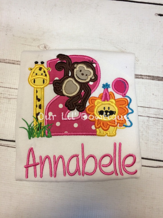 Jungle Birthday Shirt - Zoo Birthday Shirt- Girl - Toddler -Personalized T- Shirt or Onesie- Birthday - Monkey - Giraffe -Lion