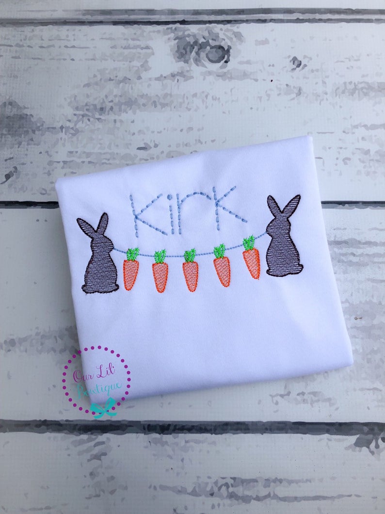 Bunnies Holding Carrots Shirt - Boys Personalized Easter Shirt