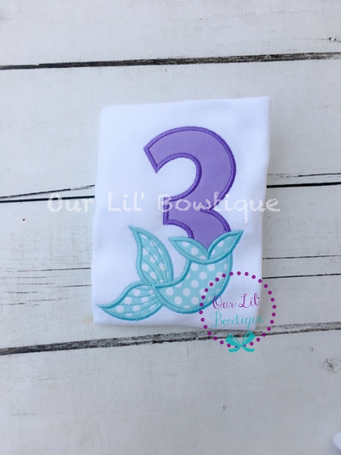 Mermaid Birthday Shirt - Under the Sea Birthday - Mermaid Party - Purple and Aqua - Mermaid Number - Personalized Birthday Shirt - Mermaid - Personalized Mermaid Shirt