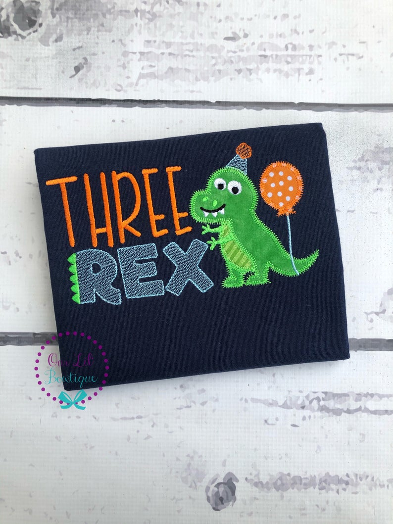 Three Rex Birthday Shirt - Boys Dinosaur Birthday Shirt